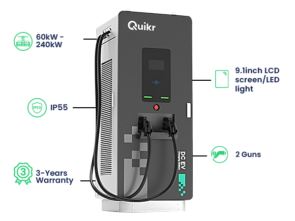 Quikr 3 Guns DC Charger | High-Speed EV Charging Solution